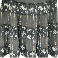 Image 4 of Black Patchwork Cotton Boho Tired Midi Skirt - by Bird - Size M