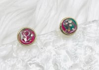Image 1 of RED & GREEN SWIRL STUDS