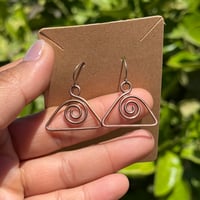 Image 1 of Simple Triangle Swirl Copper Earrings 🤎