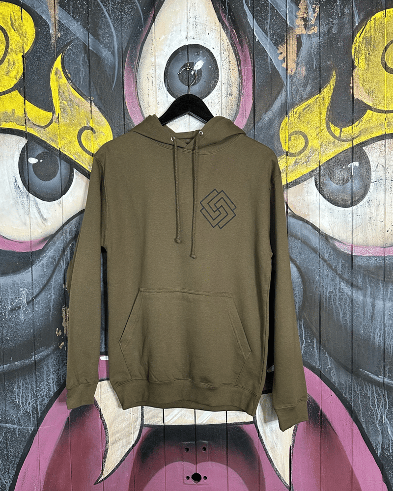 Image of Samsara Classic Print Khaki Green Hoodie 