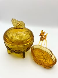 Image 1 of Amber Trinket Pot and Pin Dish