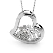 Image of Custom Letters Heart Pendant-Sterling Silver with Sterling Silver Feet & Heart with Cubic Zirconias 