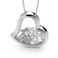 Custom Letters Heart Pendant-Sterling Silver with Sterling Silver Feet & Heart with Cubic Zirconias 