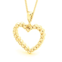 Classic Heart Pendant - In 9ct Yellow Gold with Cubic Zirconia's