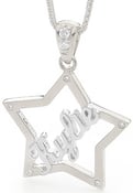Image of Custom Star Name Pendant - Sterling Silver with Cubic Zirconia's