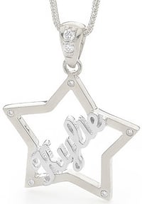 Custom Star Name Pendant - Sterling Silver with Cubic Zirconia's