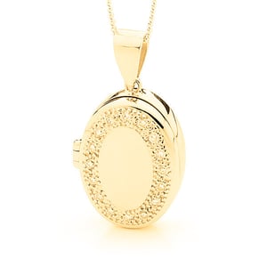 Image of Oval Locket - Traditional in 9ct Yellow Gold With Cubic Zirconia's