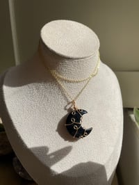Image 5 of Black Obsidian Gold Moon Necklace