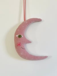 Image 1 of Little Pink Velvet Crescent Moon