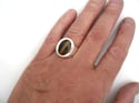 Mens Large Oval Tiger Eye Ring in Sterling Silver