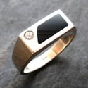 Moissanite and Onyx Mens Ring