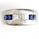 Mens Ring with Sapphires and Diamonds