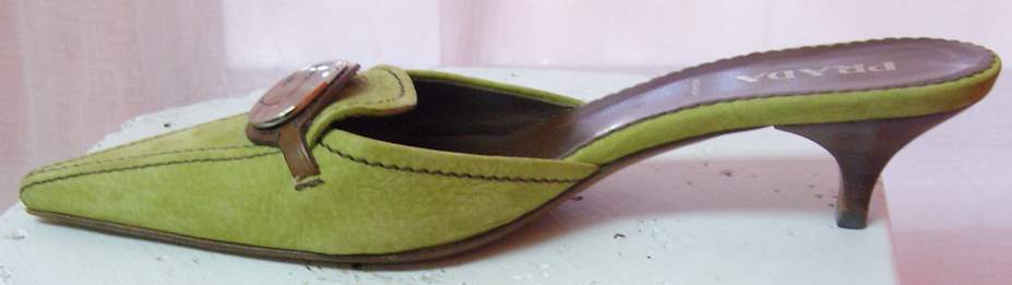 Image of Prada Citrus Green Pointy Toe Mules