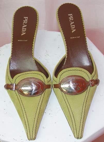 Image of Prada Citrus Green Pointy Toe Mules