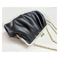 Image 1 of Pleated Black Leather Handbag 