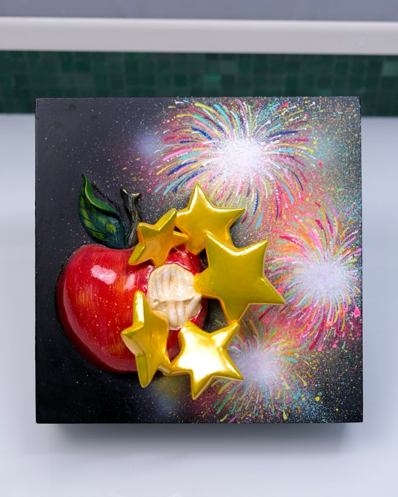 Image of APPLE BITE ✧ Original 3D Mixed Media Painting