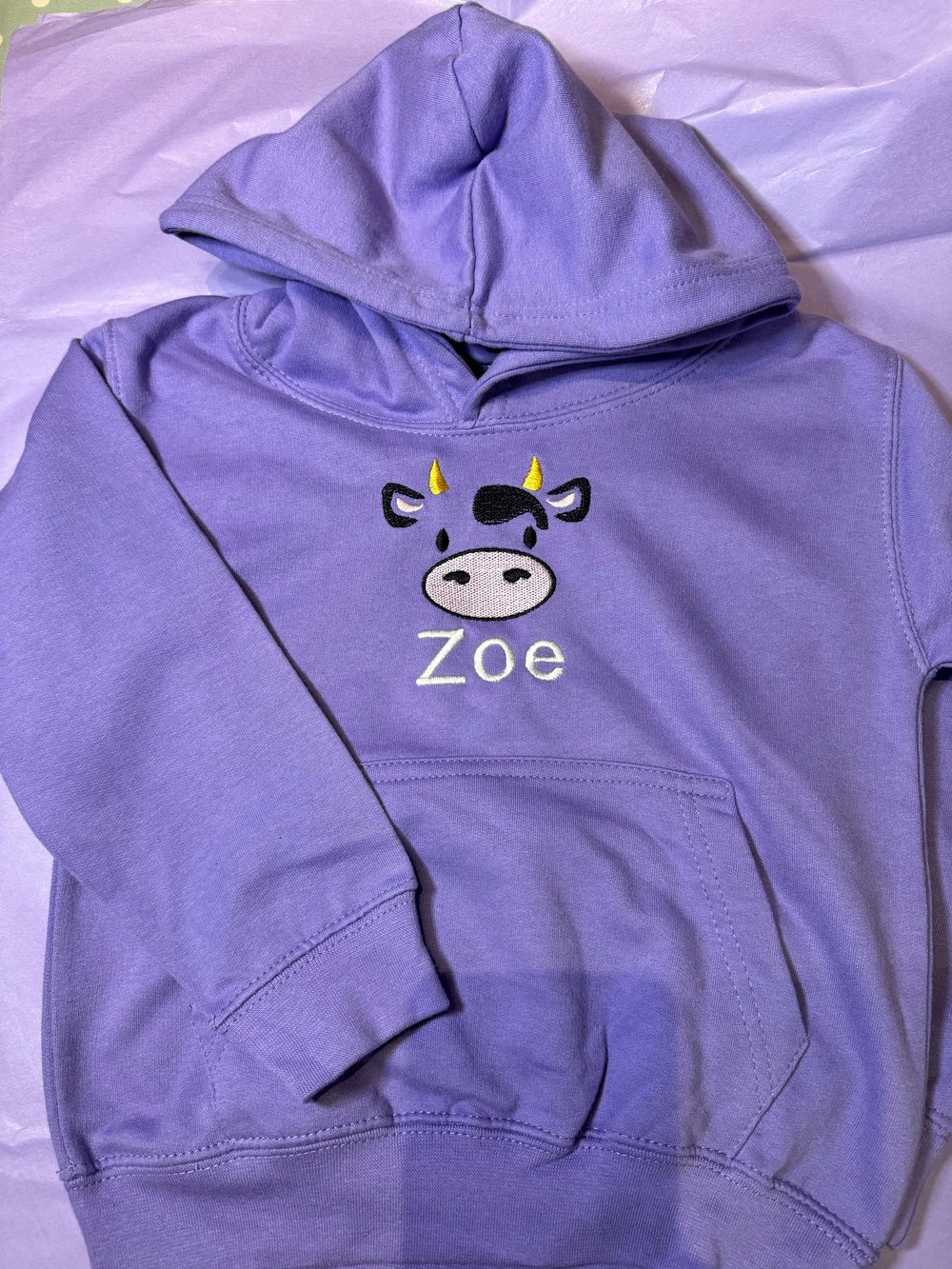 Image of Junior - Cow Hoody with Personalisation 