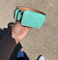 Image 1 of ALL TURQUOISE LEATHER BELT