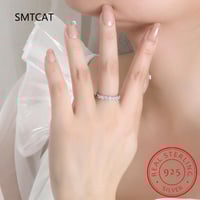 Image 5 of Full Moissanite Ring for Women S925 Sterling Silver with White Gold Plated Diamond Wedding Bridal Ba