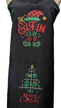 Image 2 of So Elfin Cute Christmas Apron (black)