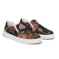 Image 1 of Dark Rose Gold Butterfly Design Goth Inspired Women’s Slip-On Canvas Shoes