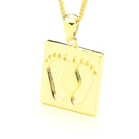 Baby Feet - Classic Large Pendant in 9ct Solid Yellow Gold