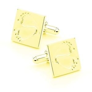 Image of Baby Feet - Elegant Square Cufflink in 9ct Solid Yellow Gold