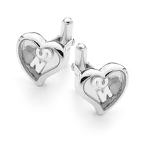 Custom Letter, Heart Cufflink - Sterling Silver with Sterling Silver Feet & Heart