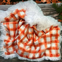 Image 5 of Orange Plaid Infant Car Sear Blanket 17”x 27”