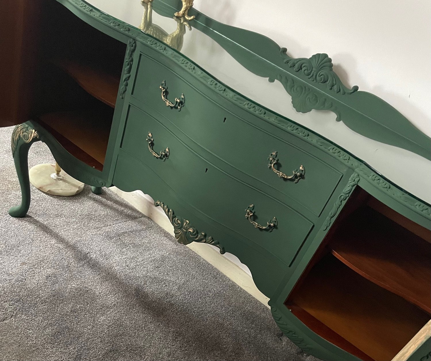 Image of Stunning Green & gold sideboard