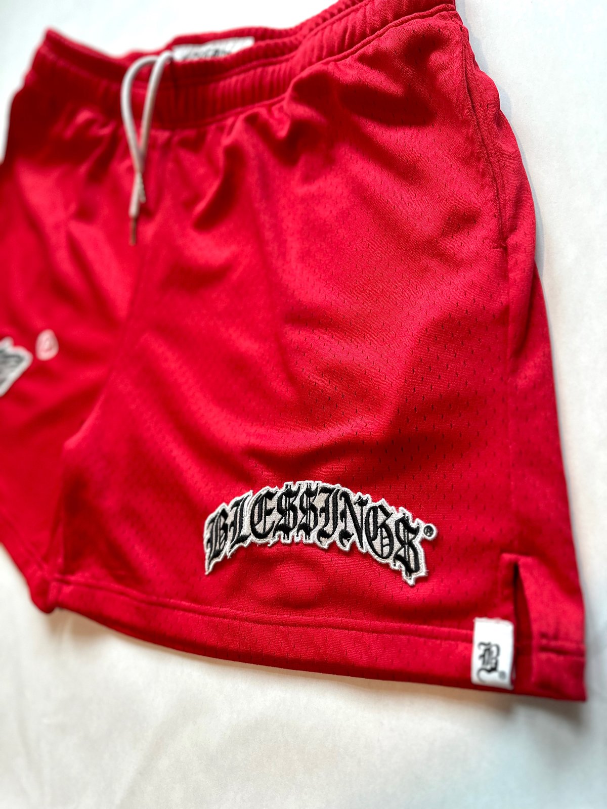 Image of BLE$$ING$®️ 500GSM RED MESH SHORTS 