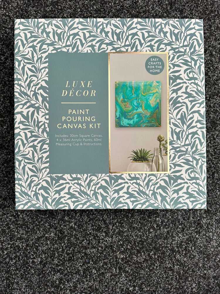 Image of Square Canvas Paint Pouring Kit - Turquoise and Gold Moods