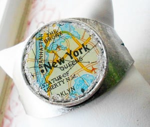 Image of New York Manhattan The Bronx Map Bracelet Cuff