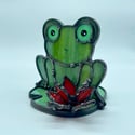 Red Waterlily Frog Candle Holder