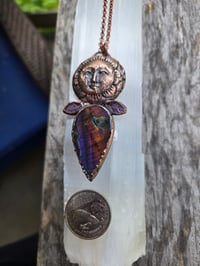 Image 3 of Electroformed sunflower moon necklace