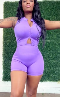 Image 5 of SnapBack 2 pc biker shorts set ( lavender purple)