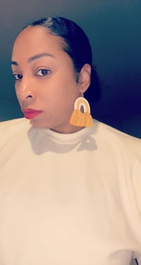 Image 2 of U tassel earrings- Mustard Yellow