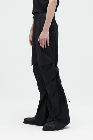 Image of EQUALNEAR - Armor Flared Pants (Black)