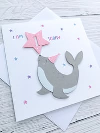 Image 2 of Personalised Kids Sea Lion - Special Age Birthday Card - Custom Milestone Card for Boys and Girls