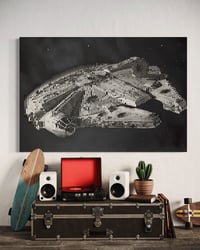 Image 1 of Fractured Millenium Falcon - Glow in the dark painting 