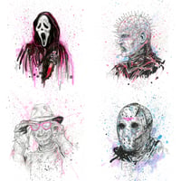 Image 1 of Neon Nightmares 3 Art Print - Ghostface, Pinhead, Jason, Freddy 