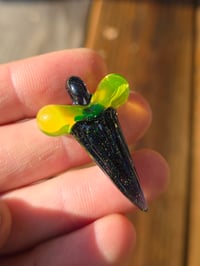 Image 1 of Crushed opal & illuminati glass shark tooth pendant 