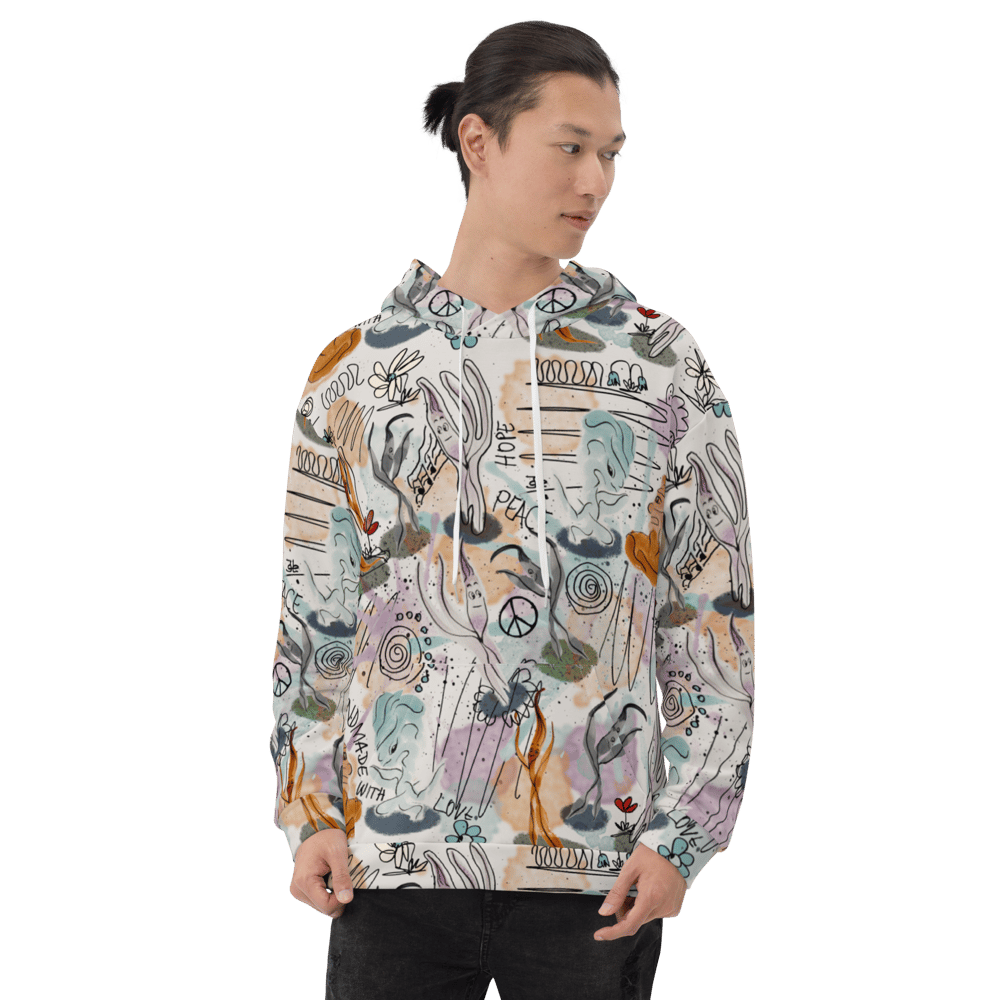 Image of Wilde Liebe Tanzen Jo Lenz Art Unisex backprint Statement Hoodie grey