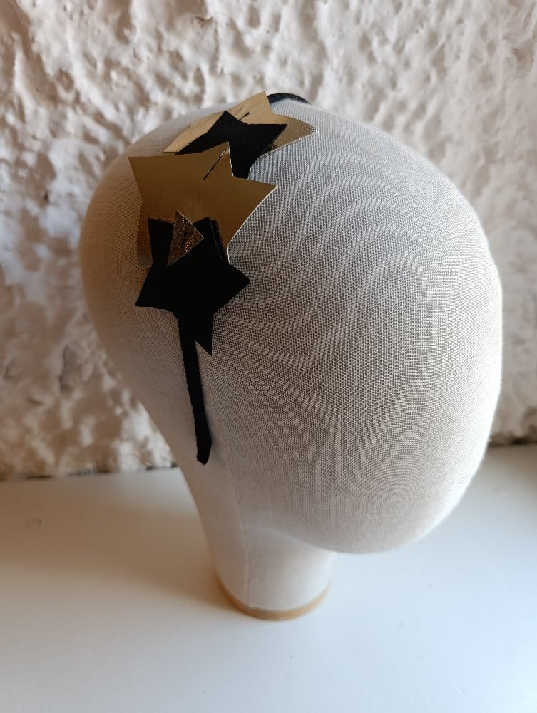 Image of Cerchietto stelle imperfette nero/oro