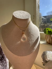 Image 1 of Gold Garden Quartz Teardrop Crystal Necklace