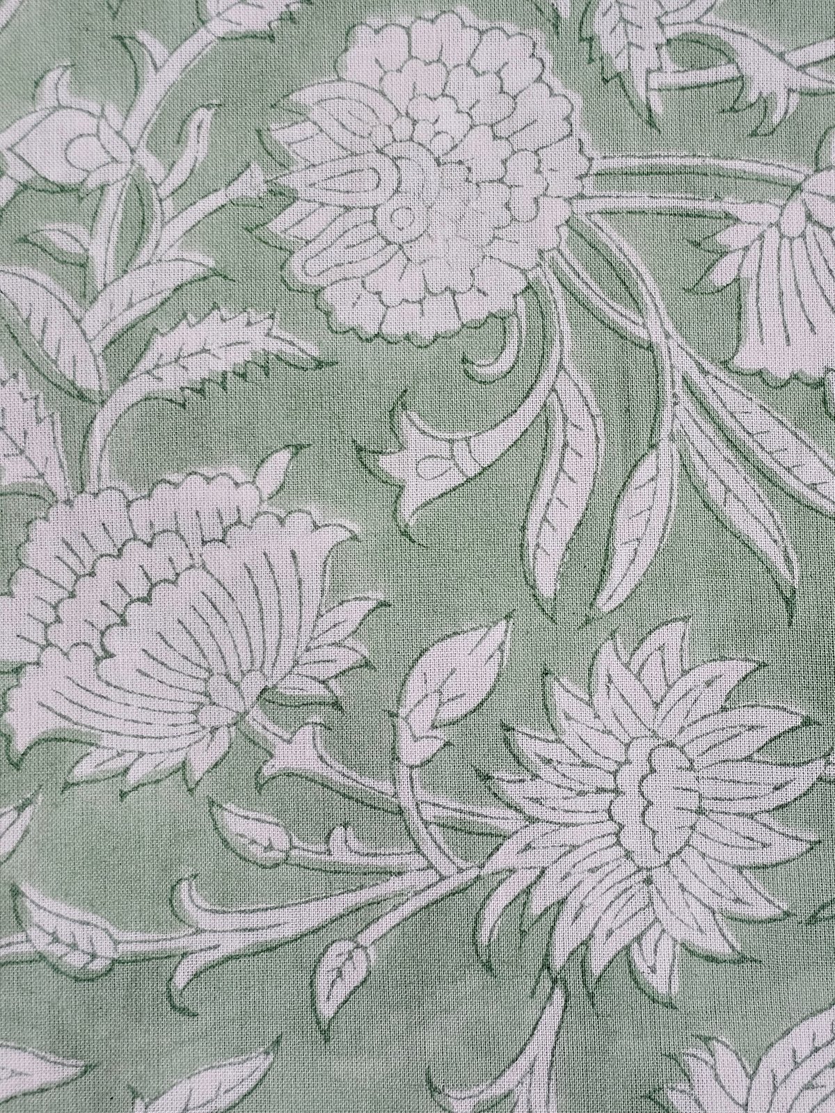 Image of Namaste fabric fleurs grimpantes (vert d'eau)