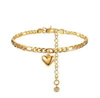 Image 2 of Heart-Accent Cuban Link Anklet