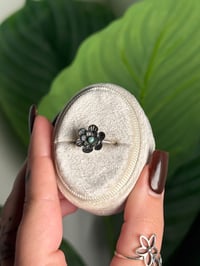 Image 2 of .925 SS BLUE COPPER TURQUOISE FLOWER RING ADJUSTABLE SIZES 5-12