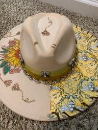 Image 3 of "Bee Of Good Cheer" Hand-Burned Wide Brim Hat