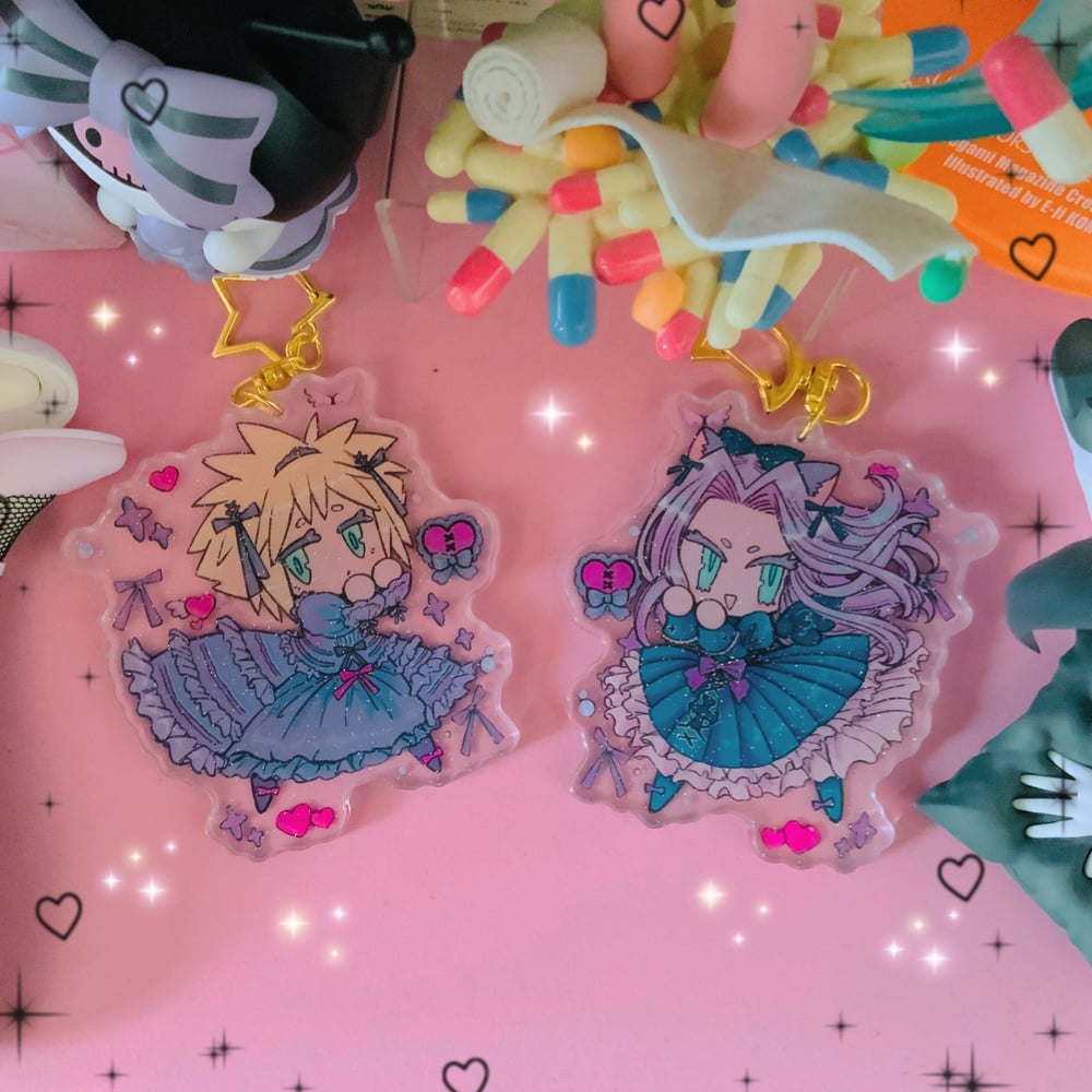 Image of Cloud x Sephiroth Glitter Acrylic Charms 8cm